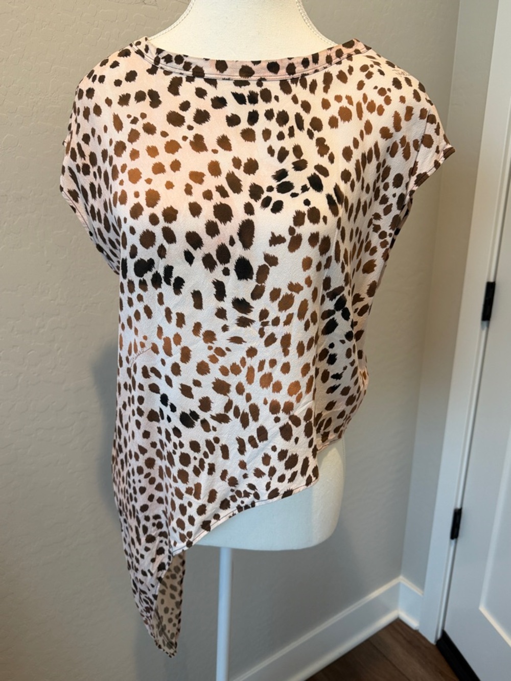Just Cavalli Leopard Print One-Shoulder Top - Pink/Brown Small